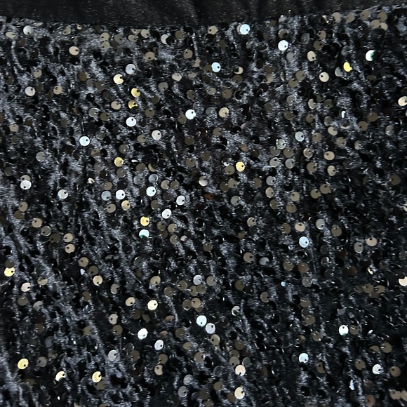 CHANNING TOE Black Velour Black Sequin Holiday Midi Skirt US XL - Picture 2 of 3